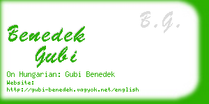 benedek gubi business card